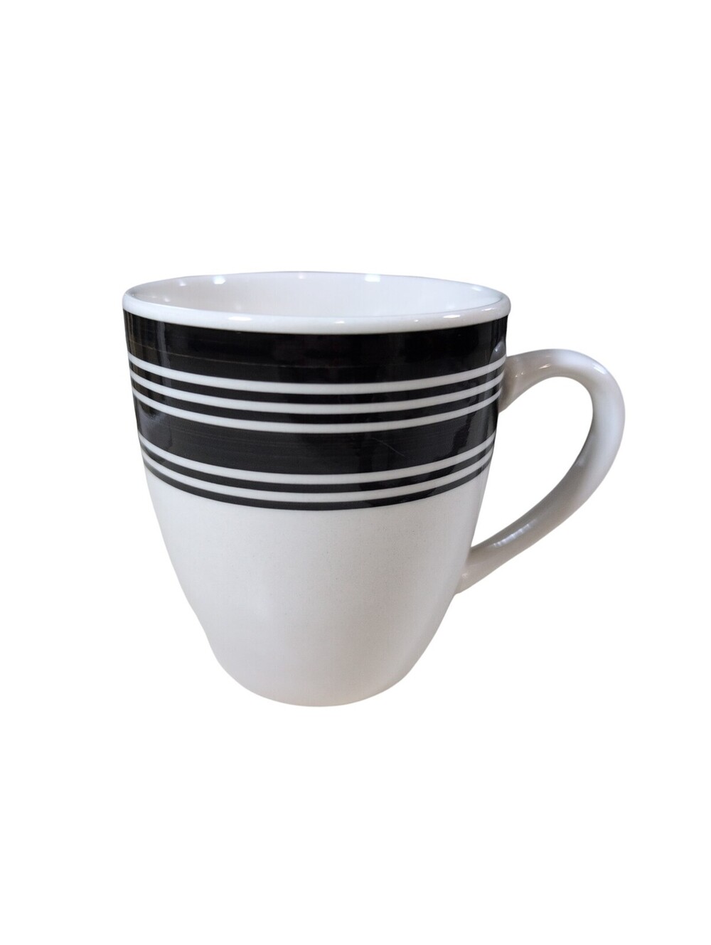 TODAYS HOME Mug White Ceramic Black Stripes Coffee Tea Serverware Tableware Cup